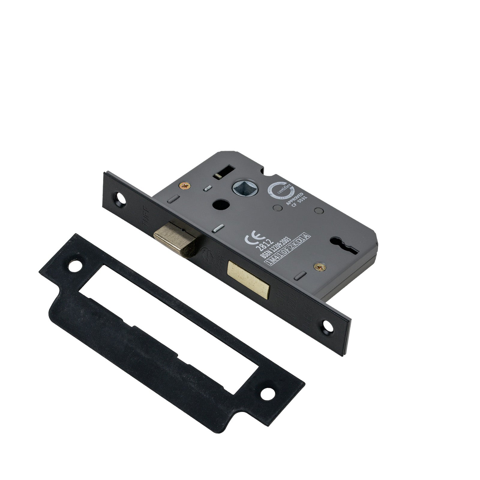 SHOW 3 Lever Sash Lock - 2.5 Inch with Matt Black finished forend and striker plate