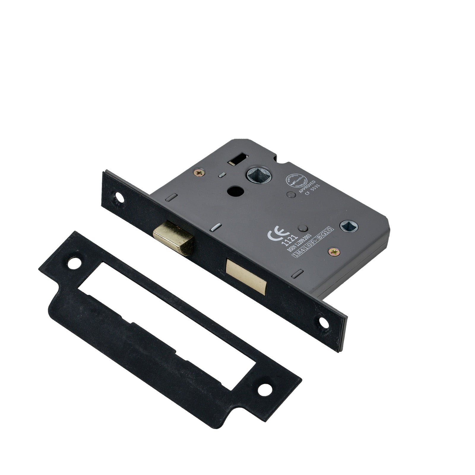 SHOW Bathroom Sash Lock - 3 Inch with Matt Black finished forend and striker plate