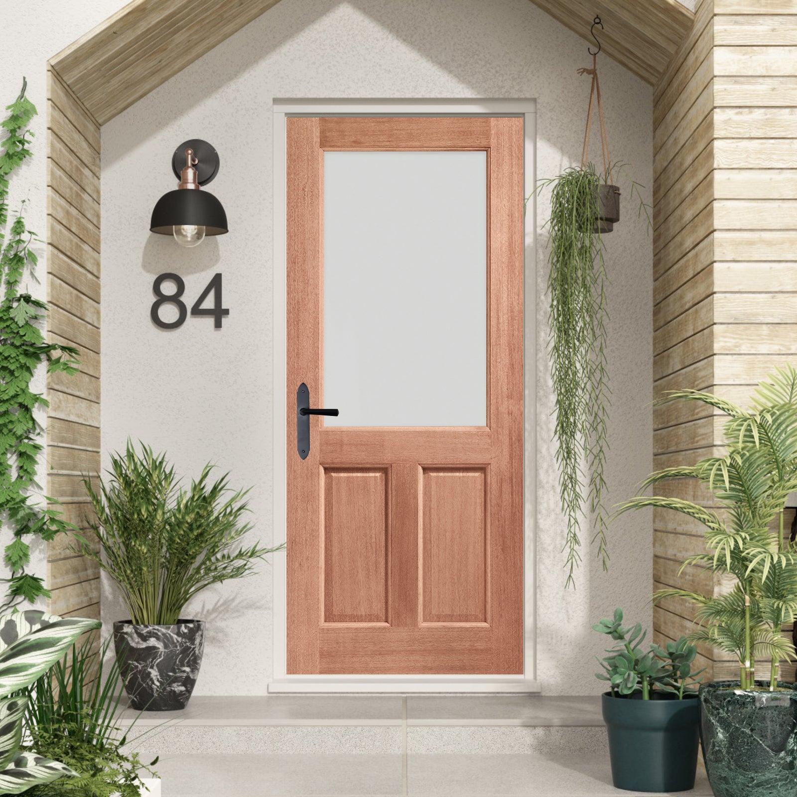 SHOW External Hardwood 2XG Door with Double Glazed Clear Glass lifestyle