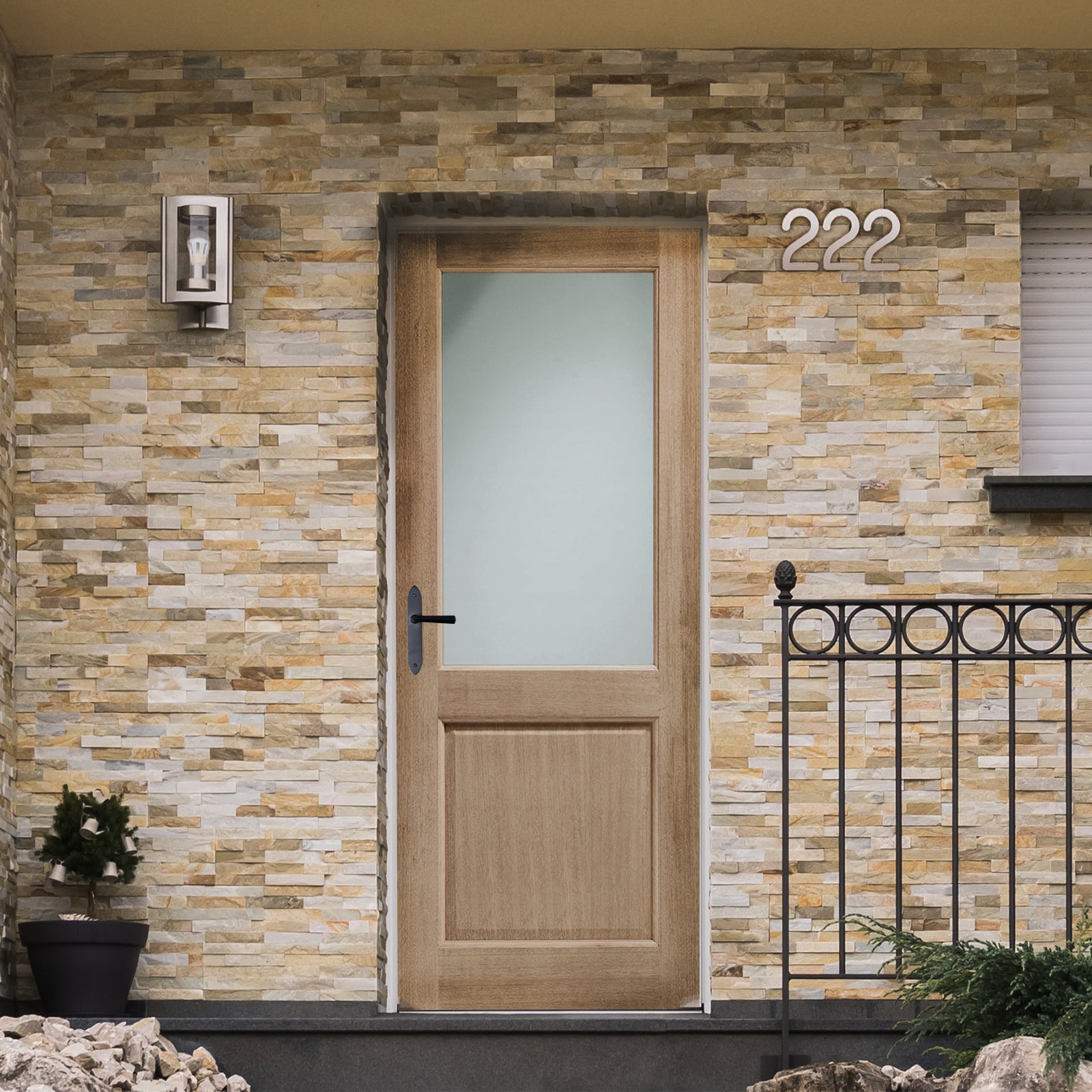 SHOW External Oak 2XG Dowelled Door with Double Glazed Clear Glass lifestyle