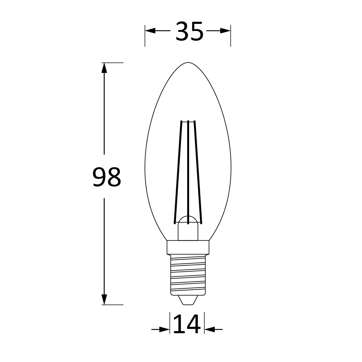 SHOW Technical Drawing of Edison LED Light Bulb