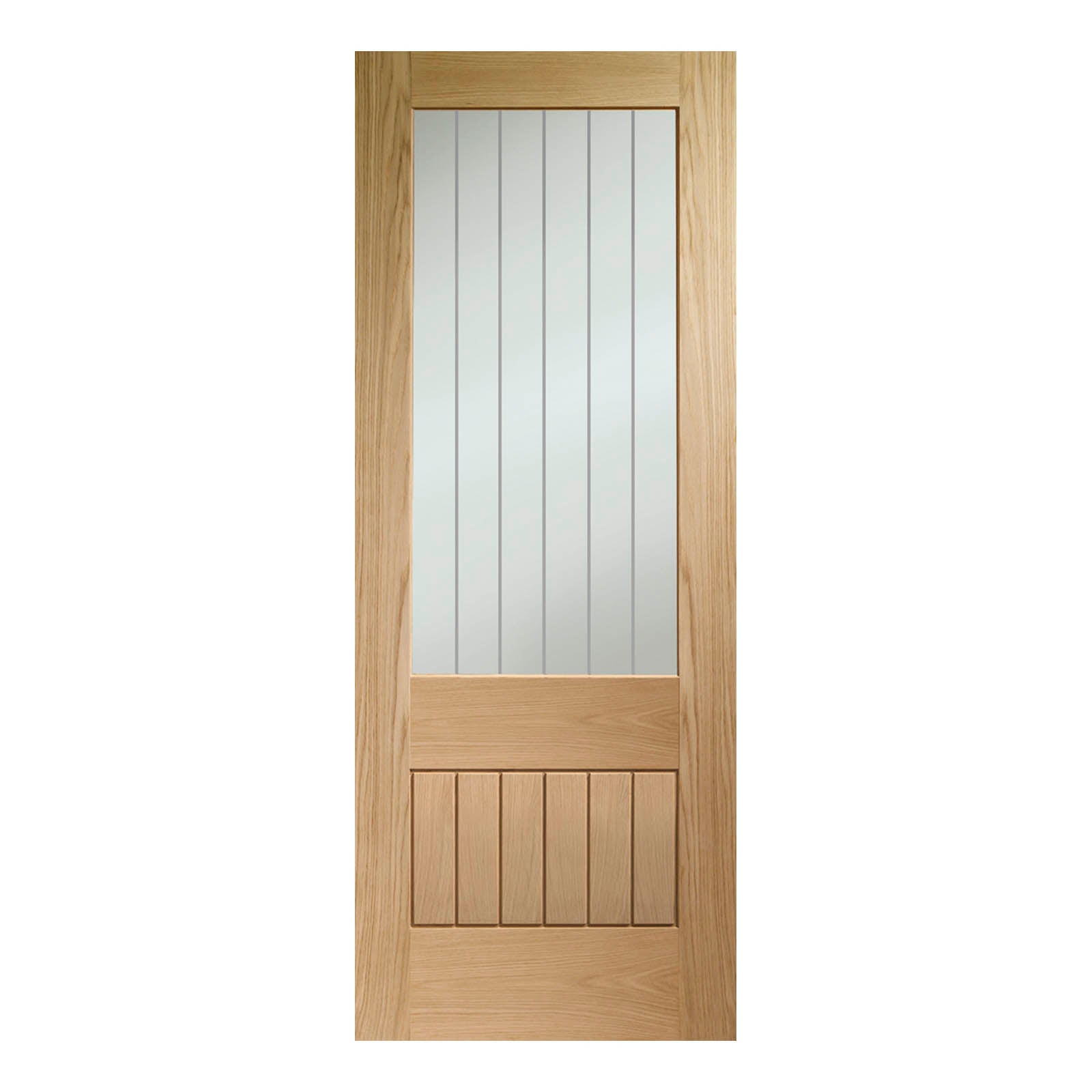 Internal Oak Suffolk 2XG Door with Clear Etched Glass