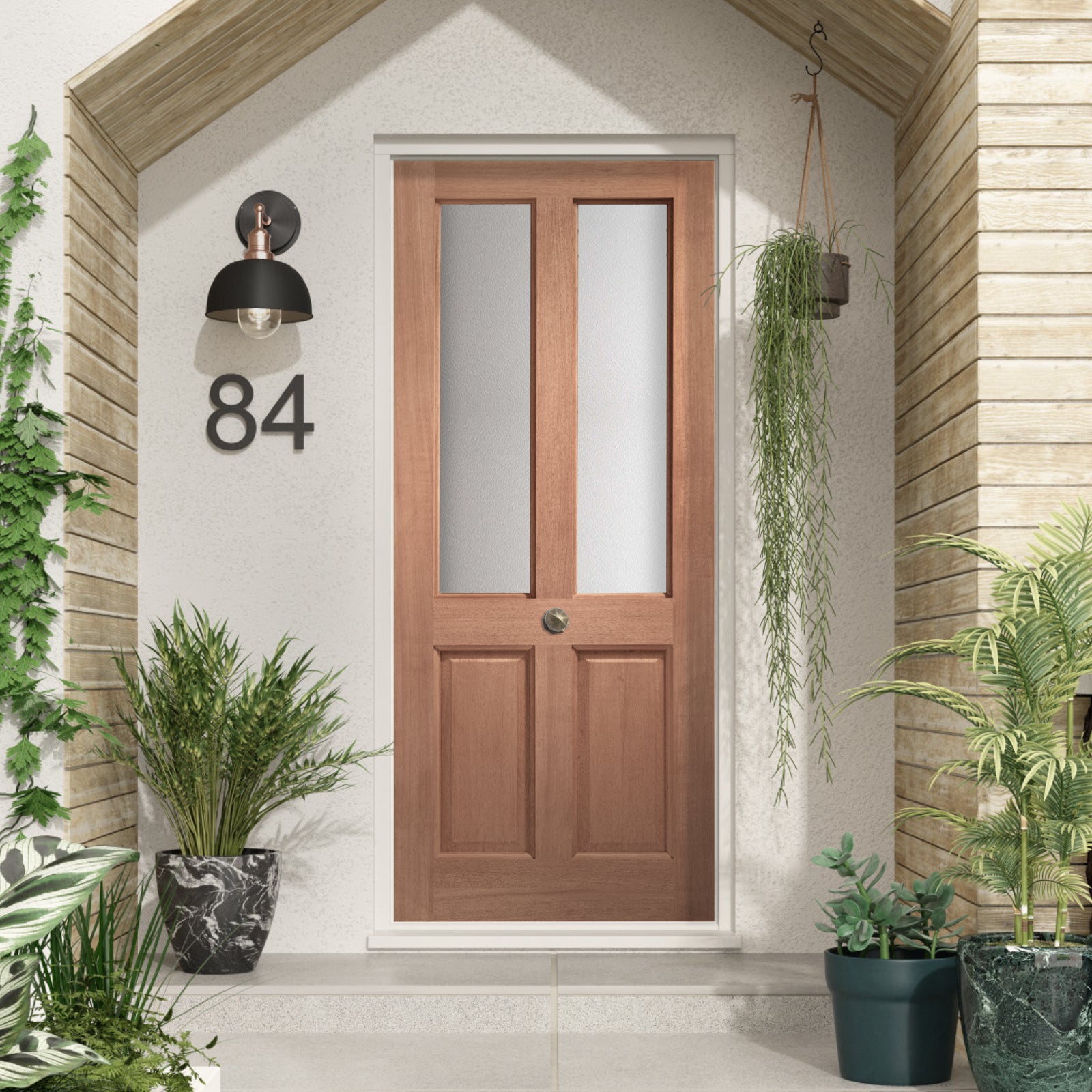 SHOW External Hardwood Malton Door with Double Glazed Obscure Glass lifestyle