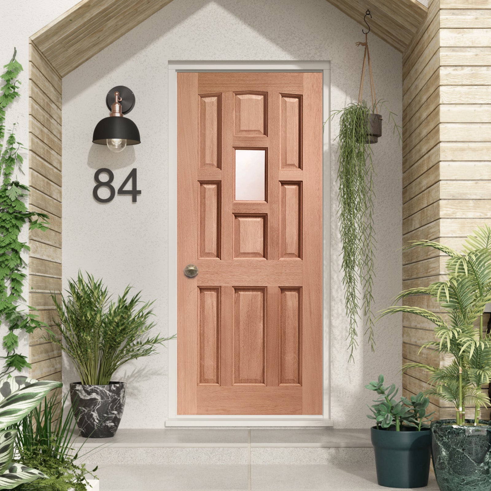 SHOW External Hardwood York Door with Single Glazed Obscure Glass lifestyle