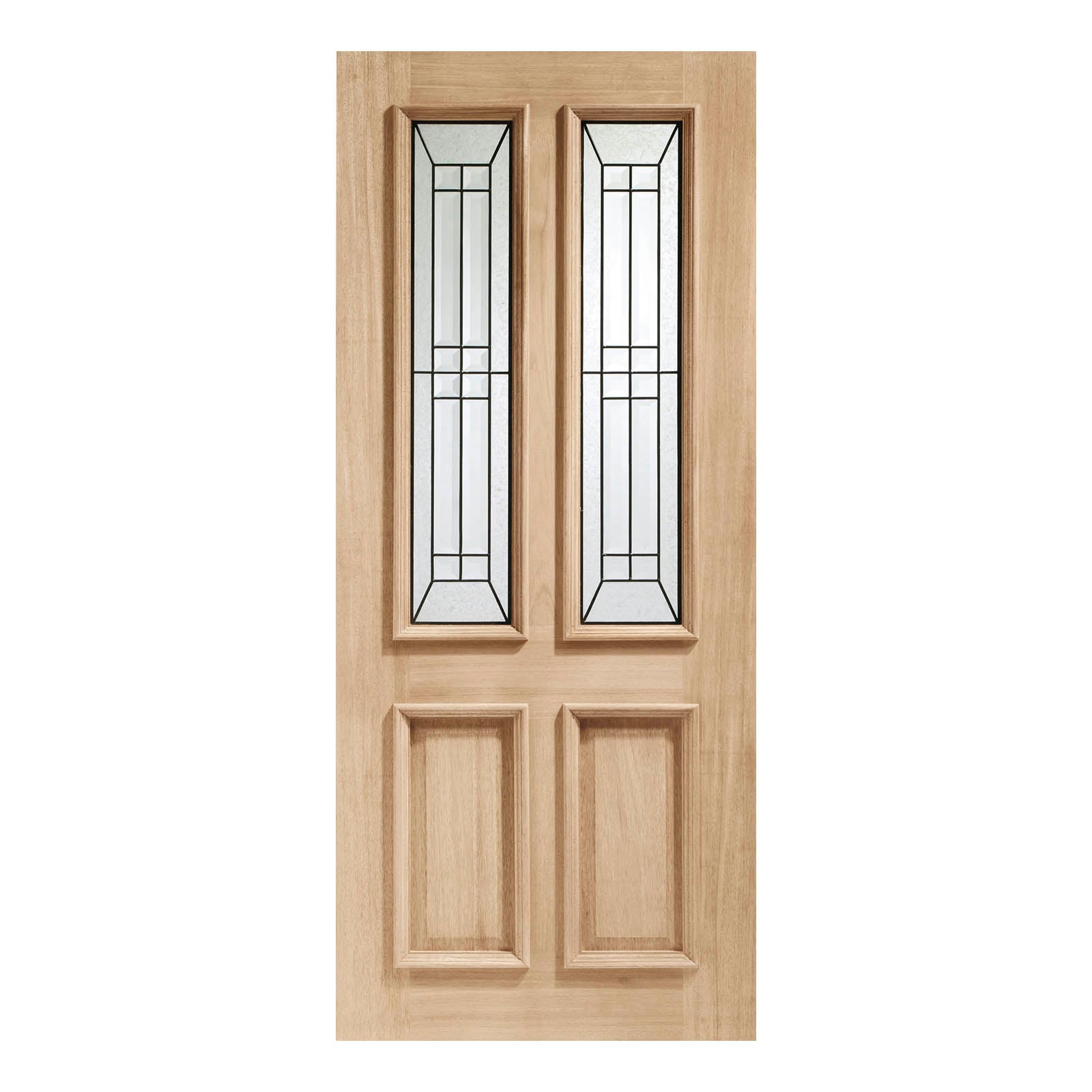 External Oak Malton M&T Door with Triple Glazed Diamond Glass and Black Caming