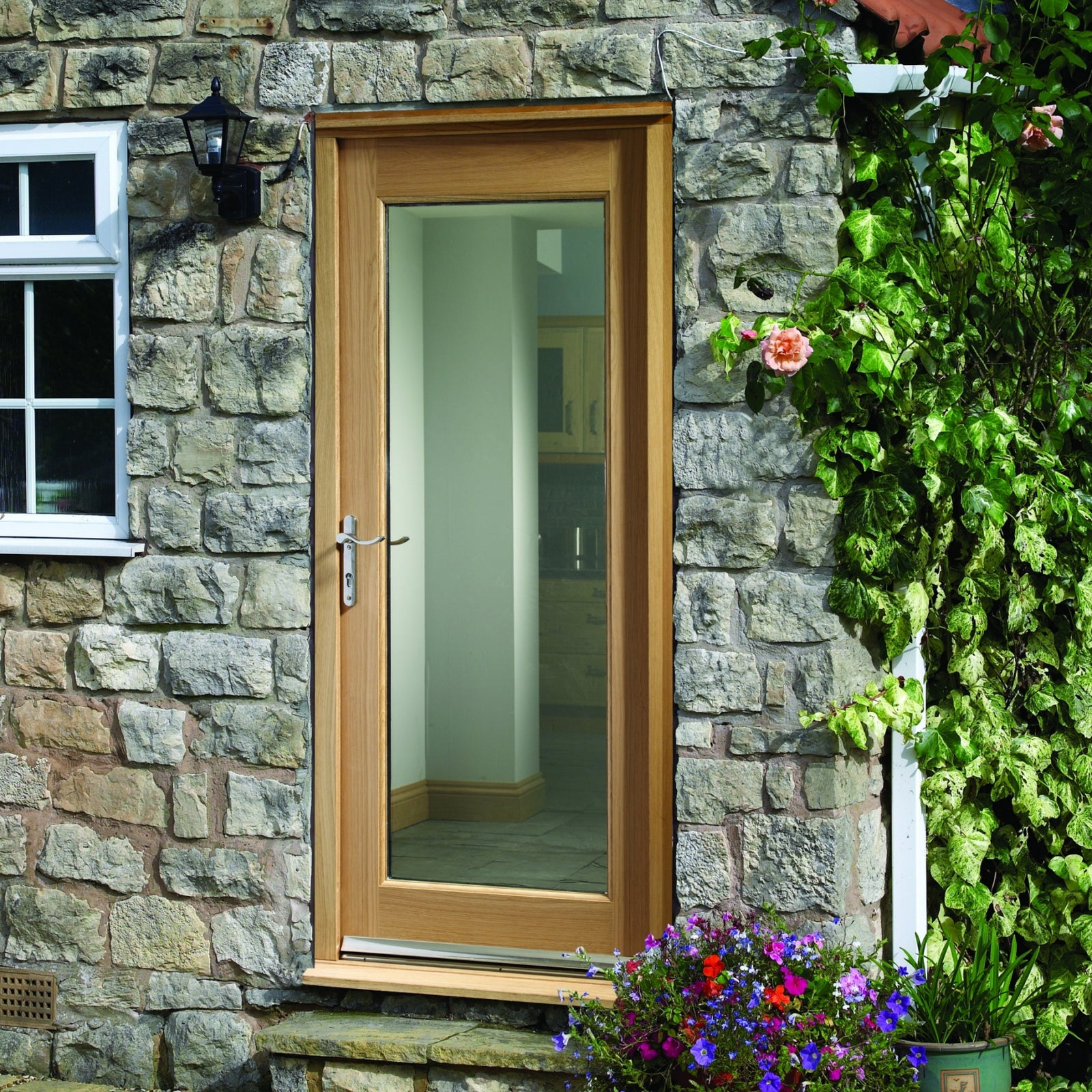 SHOW External Oak Pattern 10 Door with Double Glazed Clear Glass lifestyle