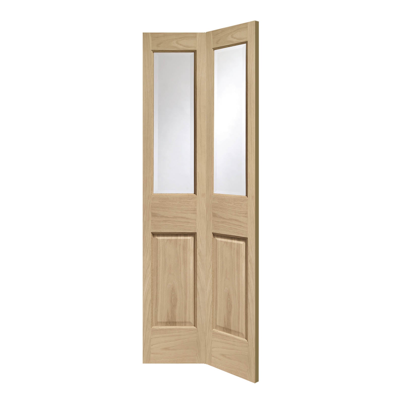 Internal Oak Malton Bi-Fold Door with Clear Bevelled Glass