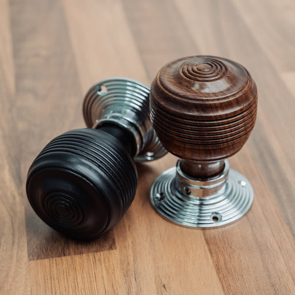  Georgian Wooden Door Knobs with Chrome Rose