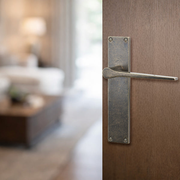  Hover Image of Bronze Gio Door Handle on Backplate