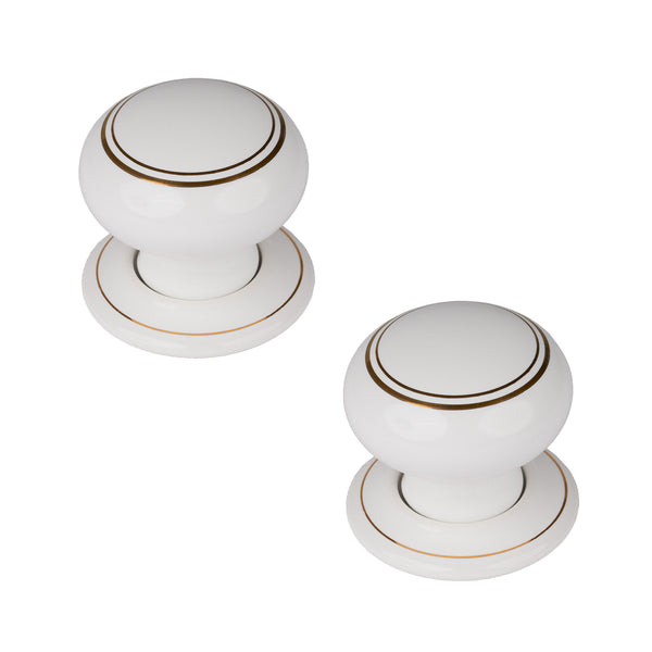 Gold Line Door Knob on Ceramic Rose