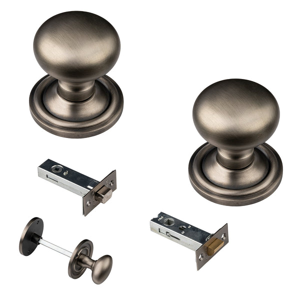 mushroom gun metal door knob 