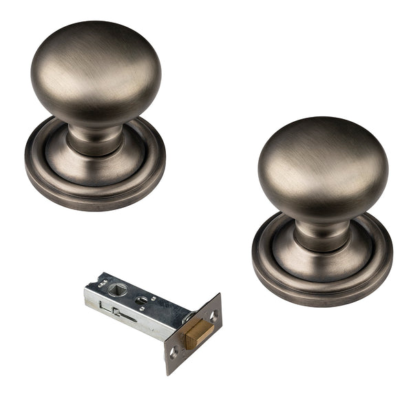 mushroom gun metal door knob 