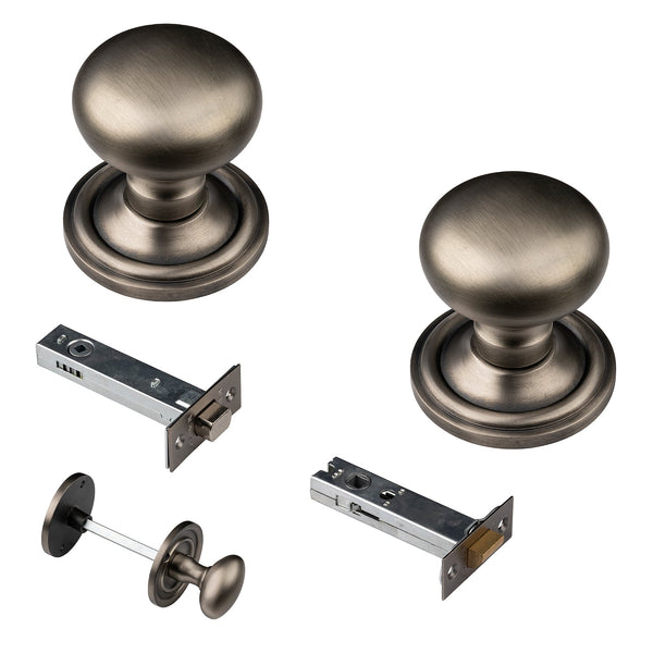 mushroom gun metal door knob 