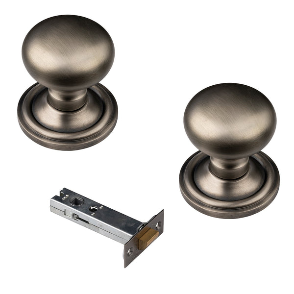 mushroom gun metal door knob 