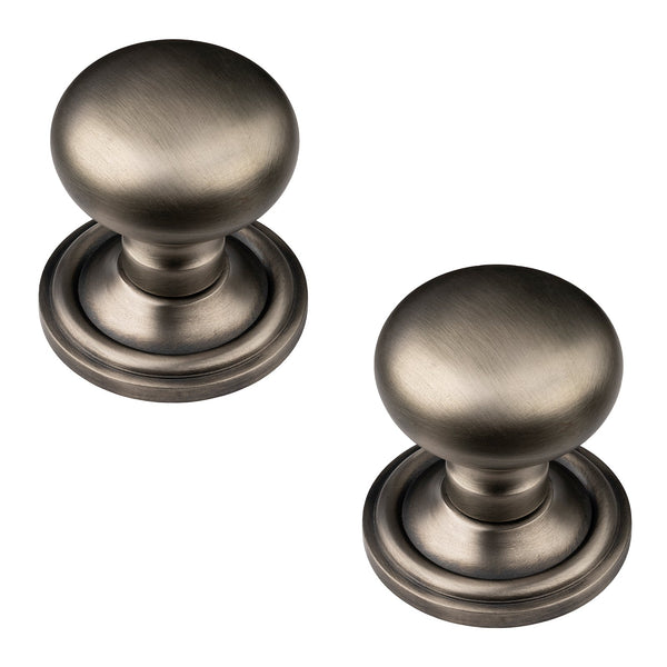 mushroom gun metal door knob 