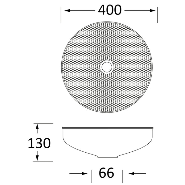 SHOW SHOW Techincal Dimensions of Hammered Round Sink