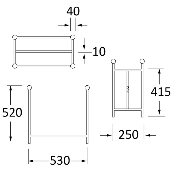 SHOW SHOW Techincal Dimensions of Rectangular Log Holder
