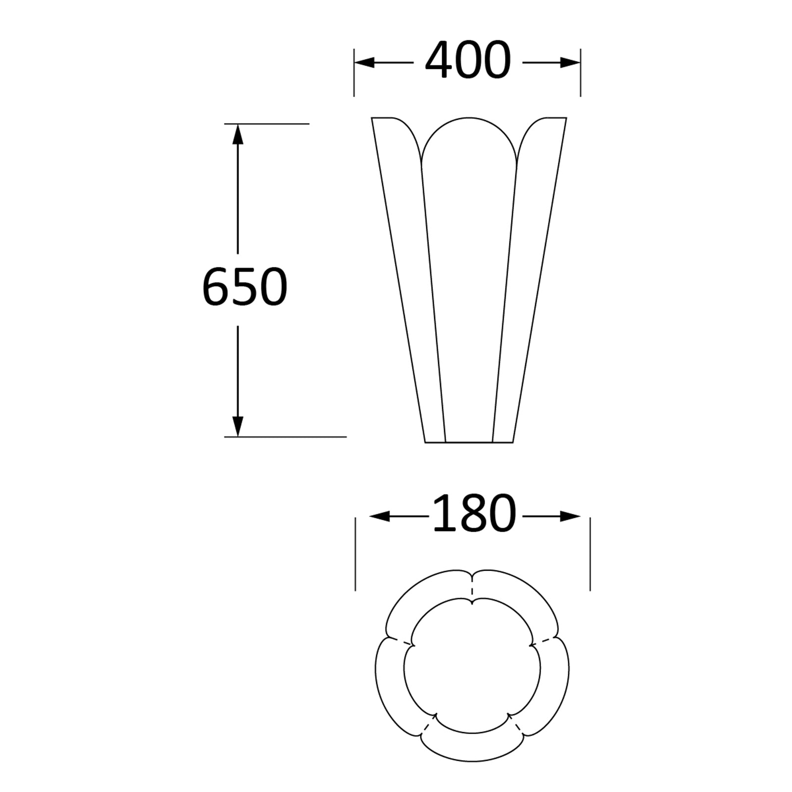 SHOW SHOW Techincal Dimensions of 40cm Flora Pot with Drainage holes