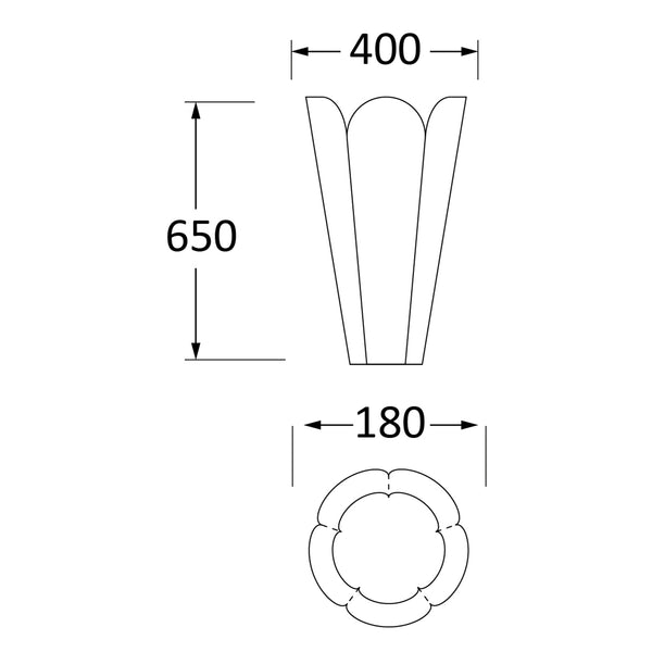 SHOW SHOW Techincal Dimensions of 40cm Flora Pot with Drainage holes