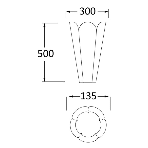 SHOW SHOW Techincal Dimensions of 30cm Flora Pot with Drainage holes