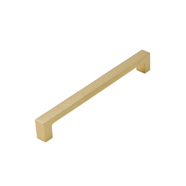  Image of 206mm Satin Brass Hammered Square Pull Handles