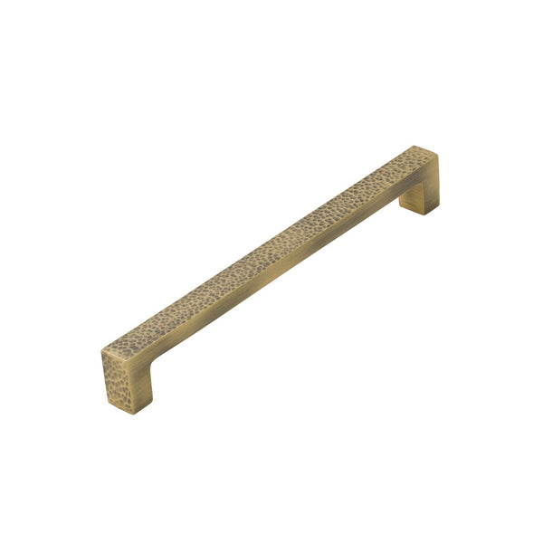  Image of 206mm Antique Brass Hammered Square Pull Handles