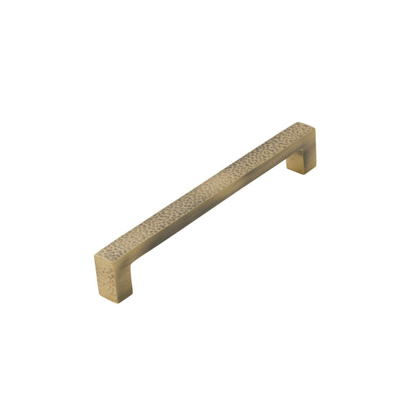  Image of 175mm Antique Brass Hammered Square Pull Handles