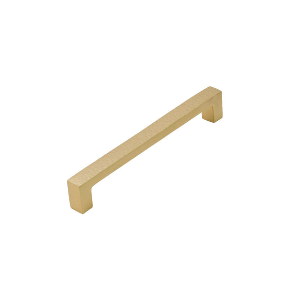  Image of 175mm Satin Brass Hammered Square Pull Handles