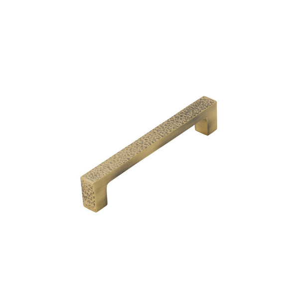  Image of 142mm Antique Brass Hammered Square Pull Handles