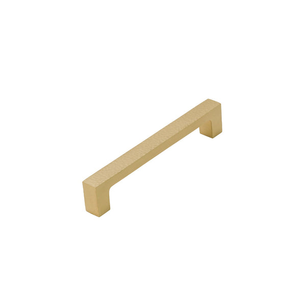  Image of 142mm Satin Brass Hammered Square Pull Handles