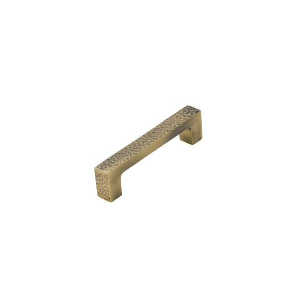  Image of 108mm Antique Brass Hammered Square Pull Handles