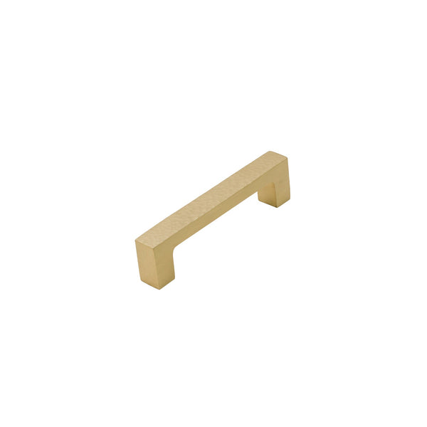  Image of 108mm Satin Brass Hammered Square Pull Handles