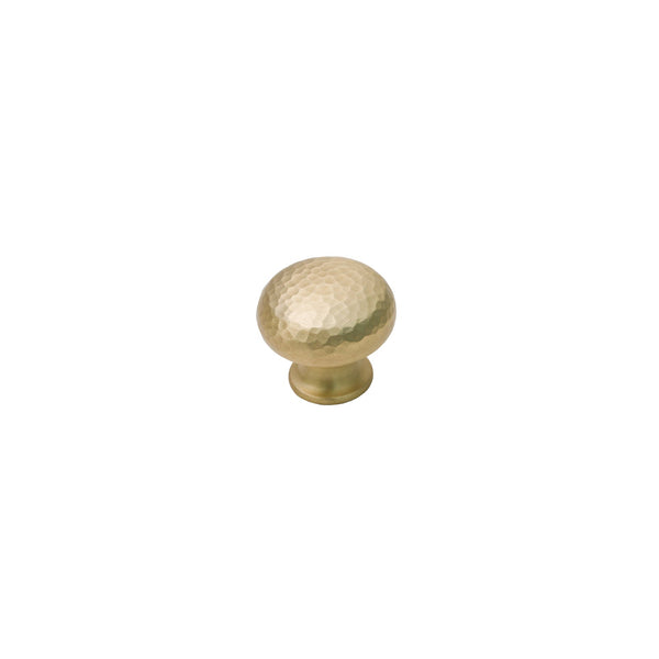 SHOW Image of 33mm Satin Brass Hammered Mushroom Cabinet Knobs