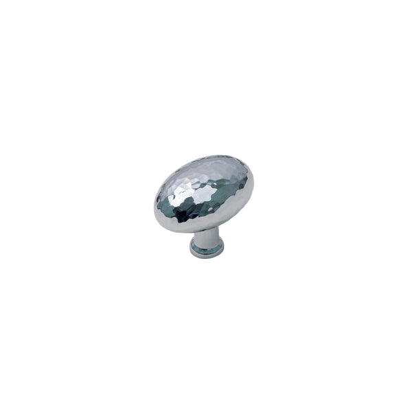  Image of Hammered Oval Cabinet Knob in Polished Chrome finish