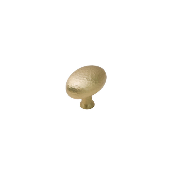  Image of Hammered Oval Cabinet Knob in Satin Brass finish