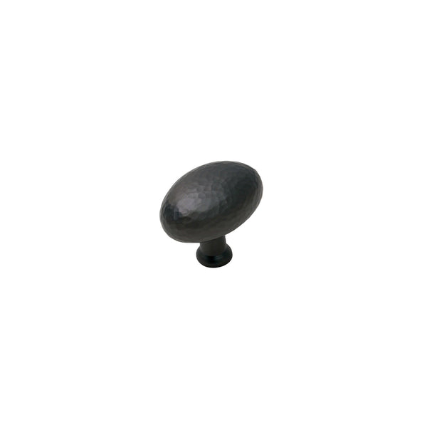  Image of Hammered Oval Cabinet Knob in Matt Bronze finish