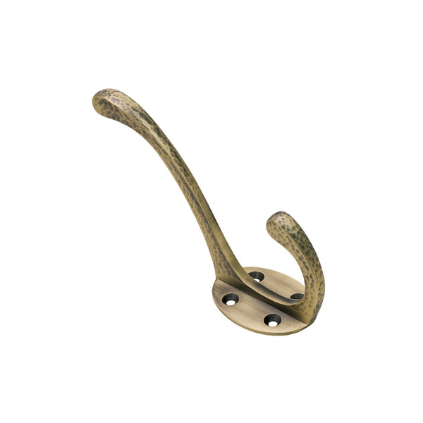  Image of Hammered Classic Coat Hook in Antique Brass finish