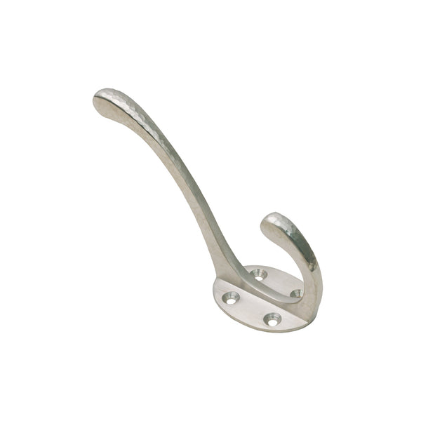  Image of Hammered Classic Coat Hook in Satin Nickel finish