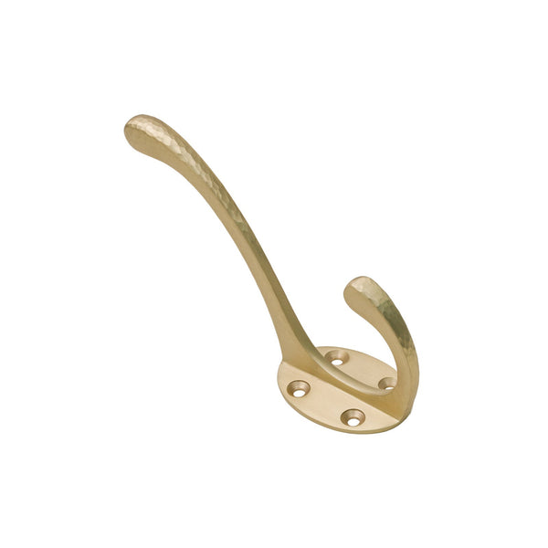  Image of Hammered Classic Coat Hook in Satin Brass finish