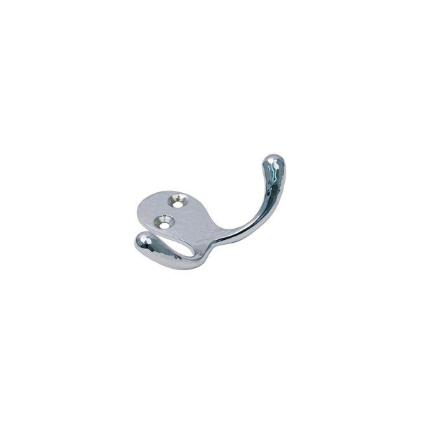  Image of Hammered Double Robe Hook in Polished Chrome finish