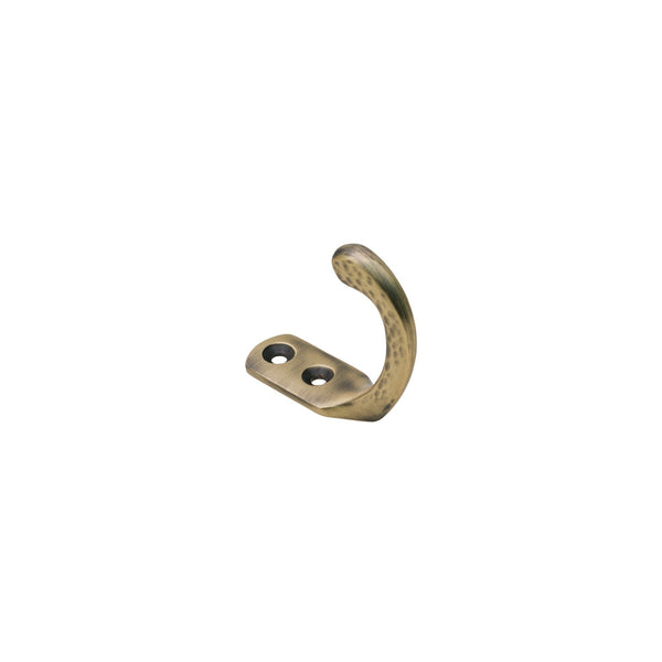  Image of Hammered Single Robe Hook in Antique Brass finish
