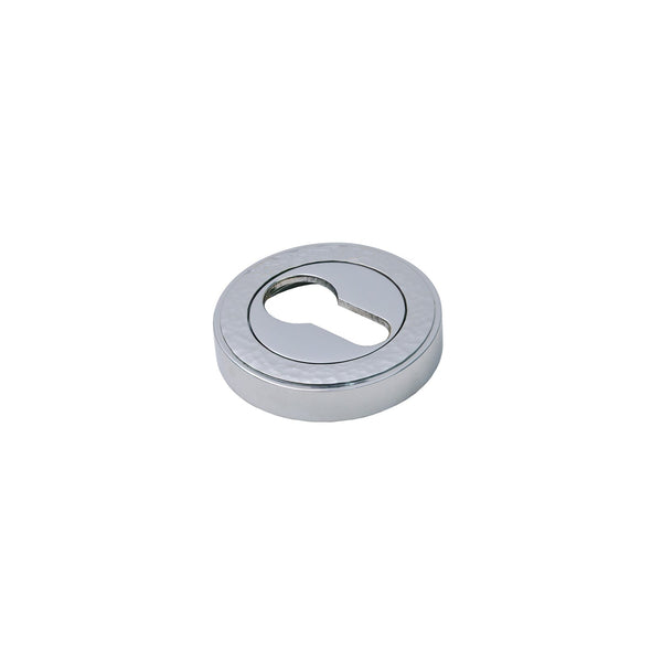  Image of Hammered Euro Escutcheon in Polished Chrome finish