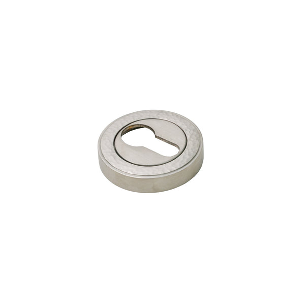  Image of Hammered Euro Escutcheon in Satin Nickel finish