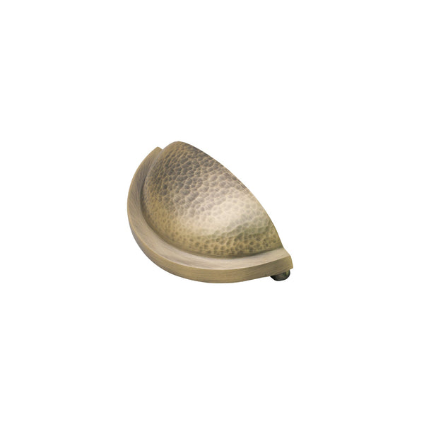 SHOW Image of Hammered Half Moon Cup Pull in Antique Brass finish