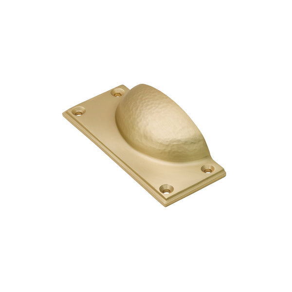  Image of Hammered Cup Pull in Satin Brass finish
