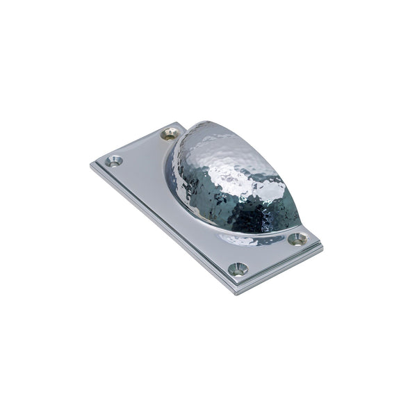  Image of Hammered Cup Pull in Polished Chrome finish