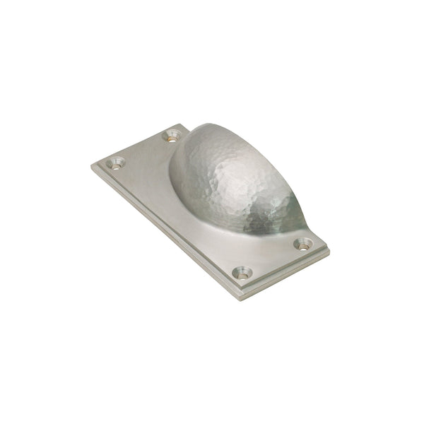  Image of Hammered Cup Pull in Satin Nickel finish