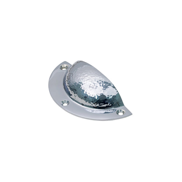  Image of Hammered Kitchen Cup Pull in Polished Chrome finish