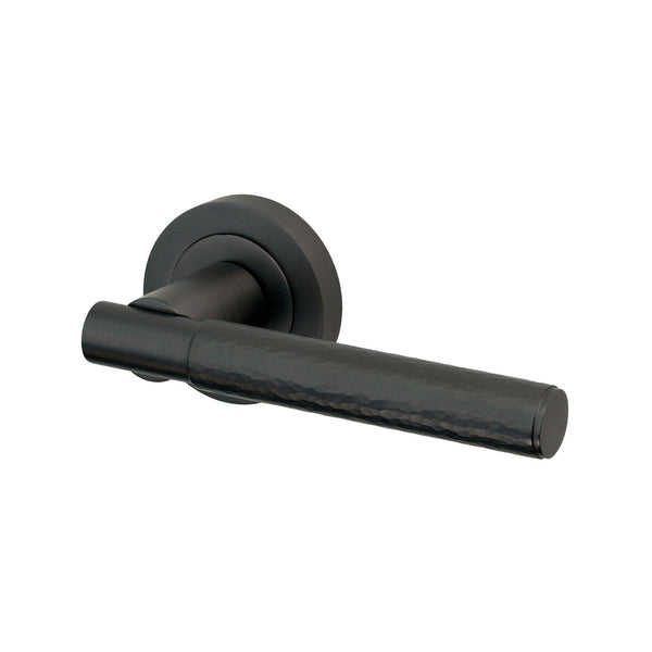 SHOW Image of Hammered Lever On Rose Door Handle in Matt Bronze finish