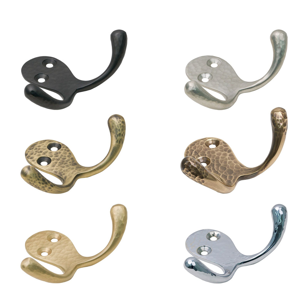 Double Robe Hook | Hammered Brass